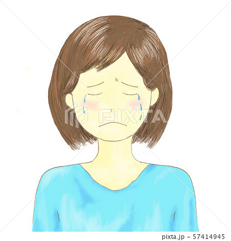 泣く女の子 正面 イラストのイラスト素材
