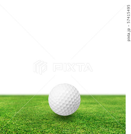 Golf ball on grass and white background 57415495