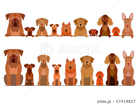 茶色い犬のボーダー セットのイラスト素材 茶色い犬のボーダー セットのイラスト素材
