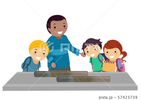 Stickman Kids Study Sediment Sample Oceanography 57423739