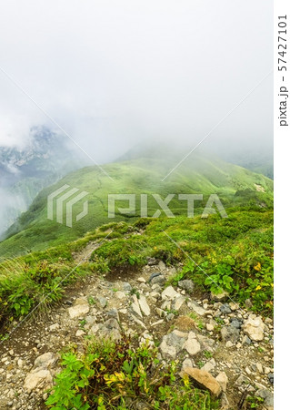 雨飾山登山 （雨飾山山頂から笹平の眺め） 57427101