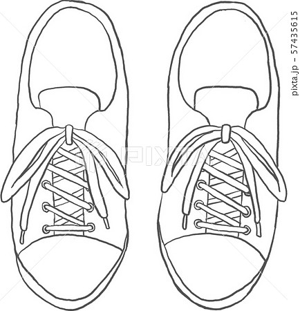 スニーカー モノクロ ペアのイラスト素材 57435615 Pixta