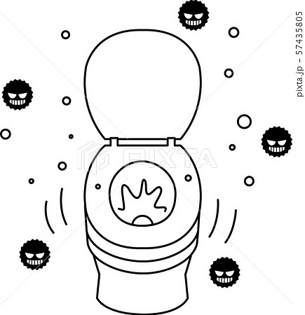 トイレの便座 フタ開きで流す マナー違反のイラスト素材 57435805 Pixta