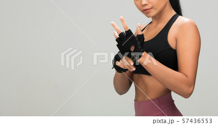 Fitness woman exercise boxing weight punch 57436553