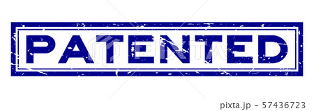 Grunge blue patented word square rubber seal stamp Grunge blue patented word square rubber seal stamp 57436723