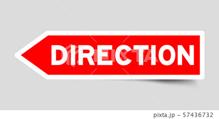 Label sticker in red color arrow shape as word direction 57436732