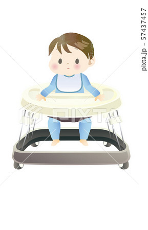 歩行器に乗る赤ちゃんのイラスト素材