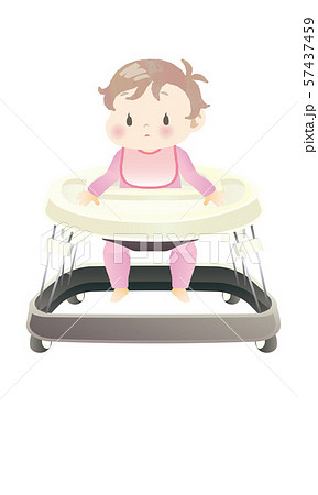 歩行器に乗る赤ちゃんのイラスト素材