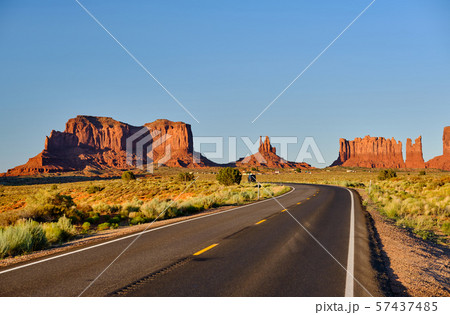 Empty scenic highway in Monument Valley Empty scenic highway in Monument Valley 57437485