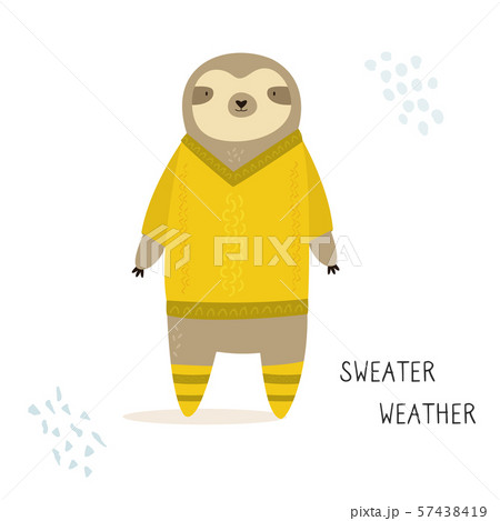 Funny sloth in a knitted sweater. Holiday print 57438419
