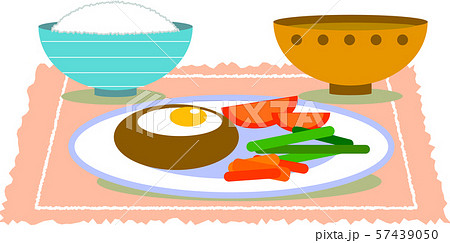 ハンバーグ ごはんのイラスト素材