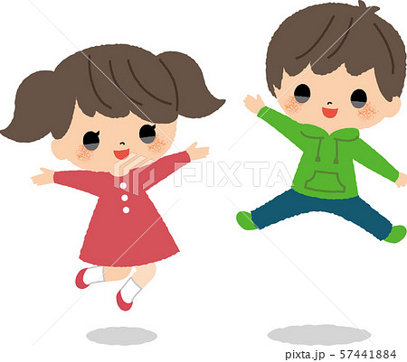 ジャンプ 子供 男の子 女の子のイラスト素材 ジャンプ 子供 男の子 女の子のイラスト素材