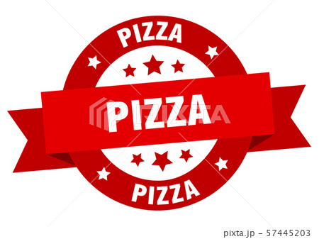 pizza ribbon. pizza round red sign. pizza pizza ribbon. pizza round red sign. pizza 57445203
