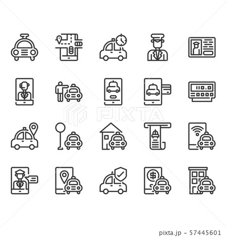 Taxi Service icon set.Vector illustration Taxi Service icon set.Vector illustration 57445601