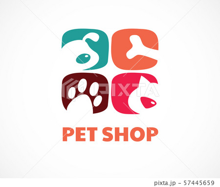 Pet shop, animals veterinary clinic, dog and cat logo, symbol. Vector design and illustration Pet shop, animals veterinary clinic, dog and cat logo, symbol. Vector design and illustration 57445659