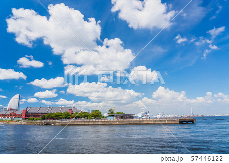 横浜 夏 みなとみらい風景 水彩画風 横浜 夏 みなとみらい風景 水彩画風 57446122
