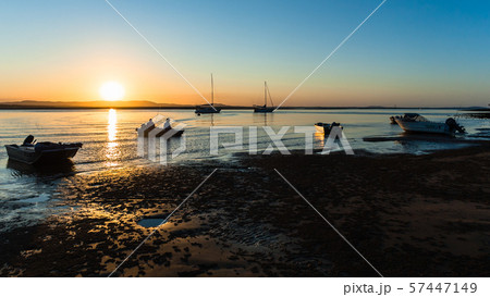 River Lagoon Boats Yachts People Silhouetted River Lagoon Boats Yachts People Silhouetted 57447149