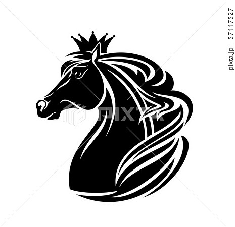 royal horse in king crown black and white vector head 57447527