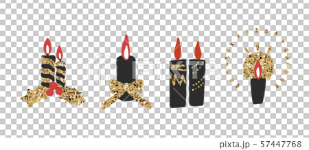 ゴールドラメのクリスマスキャンドルのイラスト素材