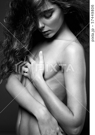 Black Cute Girls Naked - Beautiful naked curly girl. nude sexy body young - Stock Photo [57449806] -  PIXTA