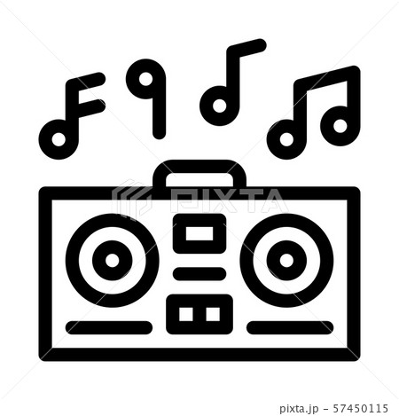 Playing Record Player And Musical Notes Vector 57450115