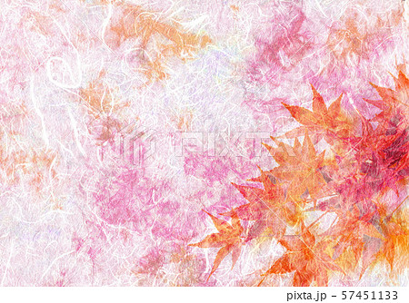 紅葉のイメージ、和紙アート、イロハモミジ 57451133