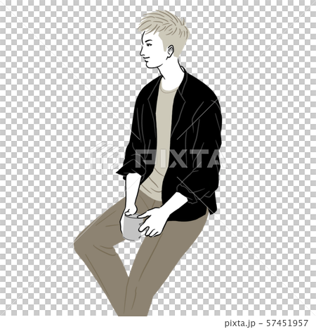 Young men drinking coffee in the office Young men drinking coffee in the office 57451957