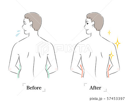 背中 はみ肉 脂肪 ビフォーアフター 男性のイラスト素材