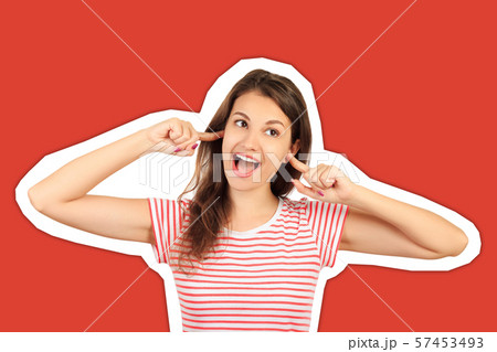 female model having fun in studio during female model having fun in studio during 57453493