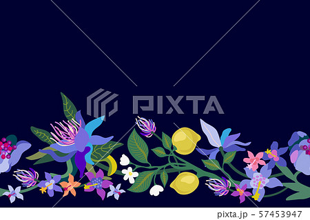 Seamless print with flowers on black background. 57453947