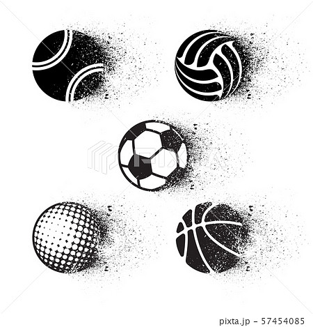 Grunge black sport balls set Grunge black sport balls set 57454085
