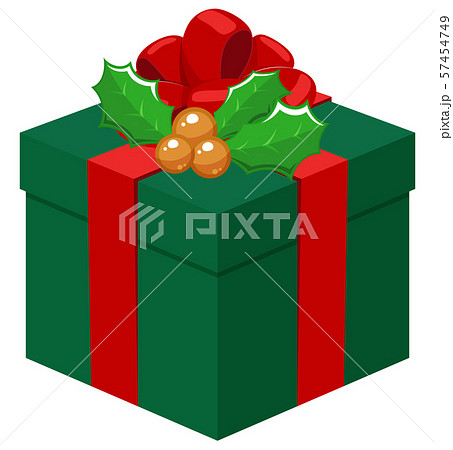 クリスマスプレゼントの箱イラスト 赤 緑 柊のイラスト素材 57454749 Pixta