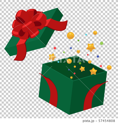 開いたクリスマスプレゼントの箱イラスト 飛び出す星のイラスト素材 57454808 Pixta