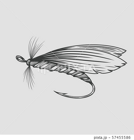 Fly fishing fly fishing, vintage engraved. Vector illustration. 57455586