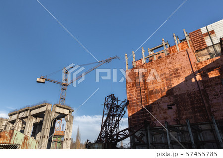 Abandoned construction site angle shot 57455785