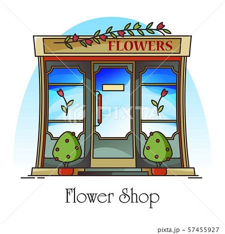Flower shop or floral store with rose on banner 57455927