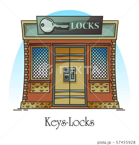 Key shop or locks store. Building for keylock Key shop or locks store. Building for keylock 57455928