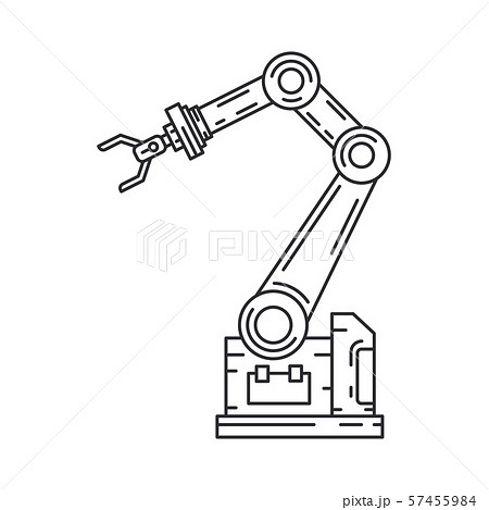Line flat vector icon factory conveyor robot arm system. Automatic industry assembly robotic Line flat vector icon factory conveyor robot arm system. Automatic industry assembly robotic 57455984