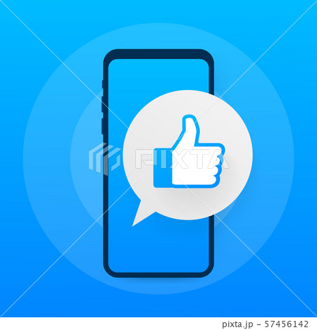 New like icon on smartphone. Printed on paper. 57456142