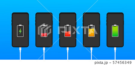 Set of smartphones with battery charge level 57456349