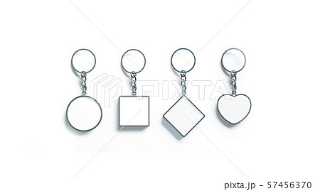 Blank silver key chain mock up top view set, 3d rendering Blank silver key chain mock up top view set, 3d rendering 57456370