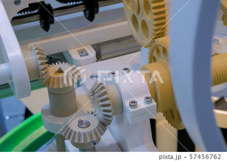 Gear wheels system rotation - close up 57456762