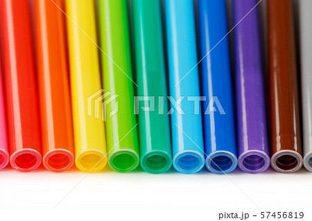 Multi-colored felt-tip pens, markers on a white isolated background 57456819