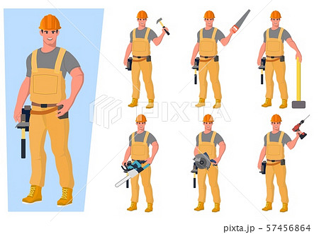 Worker in special clothes. Vector flat illustration. 57456864