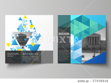 The minimal vector illustration of editable layout of two square format covers design templates for 57456916