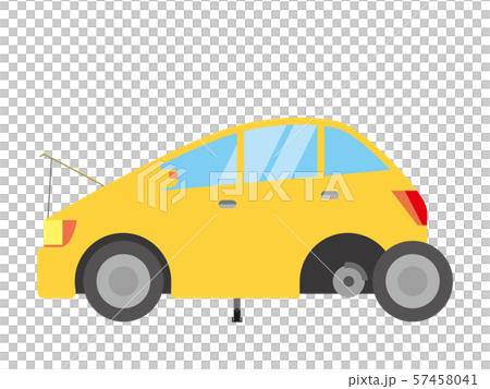 車の整備のイラスト｜タイヤ交換・点検・整備・洗車のイメージ｜乗用車 57458041
