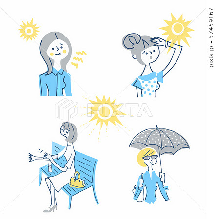 紫外線 女性セットのイラスト素材