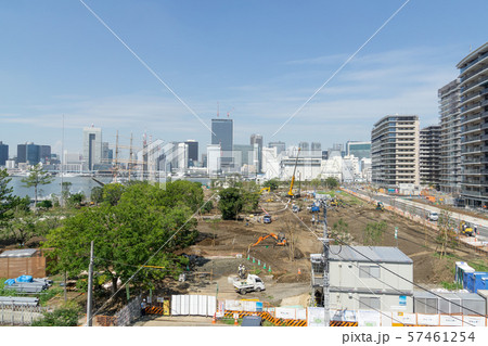 都市風景　東京　晴海ふ頭公園　2020東京五輪選手村　建設現場　2019年9月 57461254