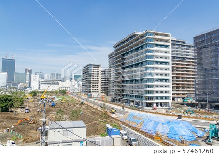 都市風景　東京　晴海フラッグ　2020東京五輪選手村　建設現場　2019年9月 57461260