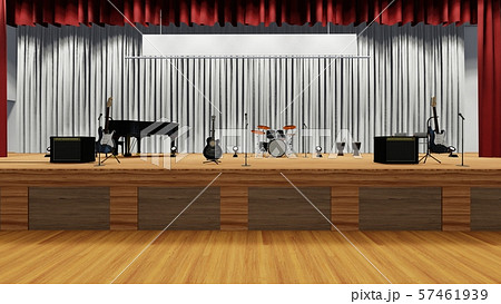 体育館　コンサート　椅子有り　カーテン解放 イラスト1-33 57461939
